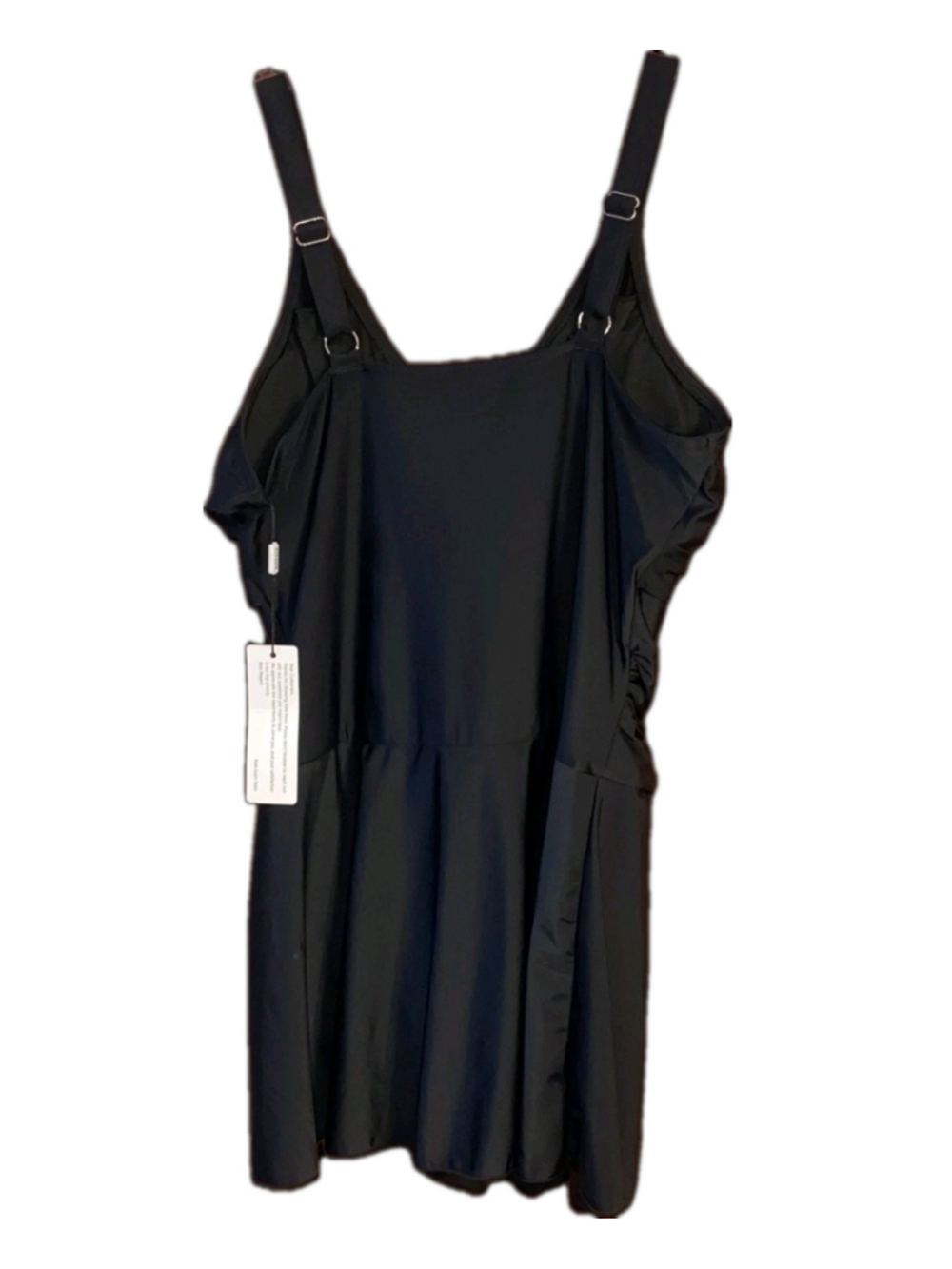 Kate Kasin XL Swim Dress Black V Neck Ruched One Piece Swimsuit NWT - Picture 3 of 9